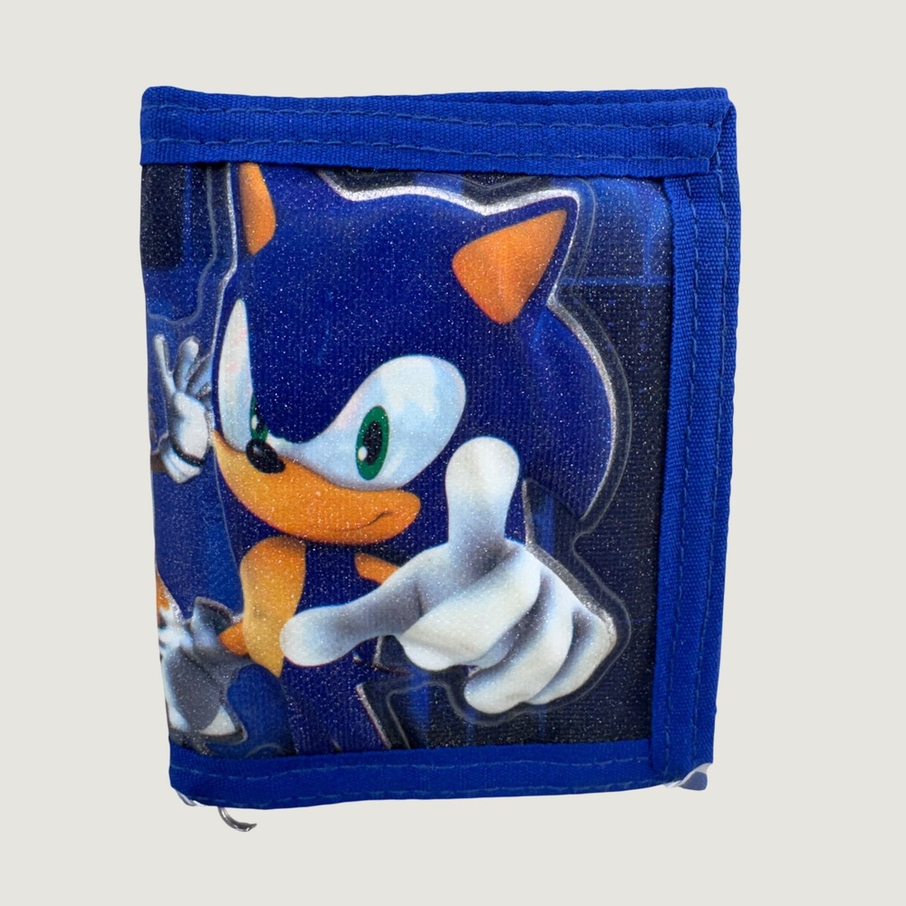 Sega Sonic The Hedgehog Trifold Wallet OS Blue Gamer Retro Kidcore Accessory